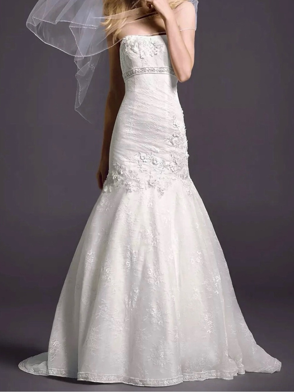 Oleg Cassini - Women’s (Sz 2) Ivory Lace Mermaid Wedding Gown, Bridal Dress